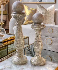 Inspire Me! Home Decor Jeweled Glass Candle Holders (2 Sizes)