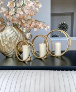 Inspire Me! Home Decor Gold Circle Candle Holders (Set Of 3)