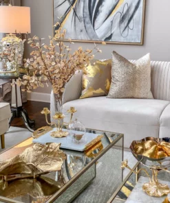 Inspire Me! Home Decor Marble Tray With Gold Lava Handles