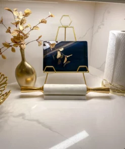 Inspire Me! Home Decor Distressed Gold Handle Marble Decorative Rolling Pin