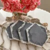 Inspire Me! Home Decor Charcoal Grey Marble Hexagon Coasters W/ Silver Edge 1 Inspire Me! Home Decor Charcoal Grey Marble Hexagon Coasters W/ Silver Edge