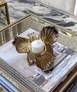 Inspire Me! Home Decor Gold Orchid Tea Light Holder