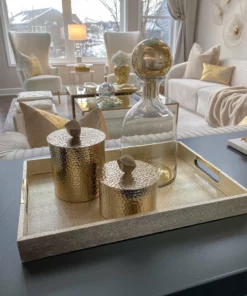 Inspire Me! Home Decor Golden Faux Leather Tray, Set Of 3