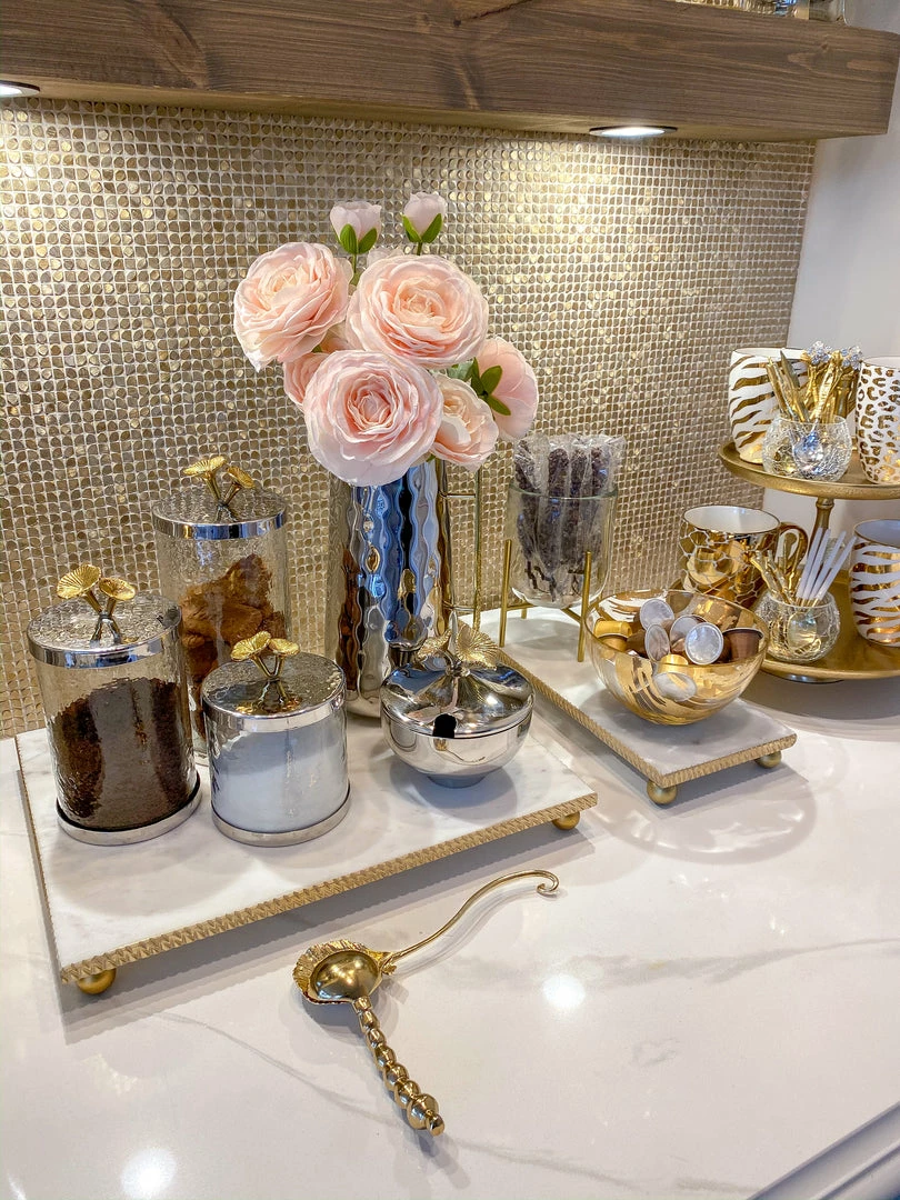 Inspire Me! Home Decor White Marble Tray W/ Gold Textured Edge (2 Size) 8 Inspire Me! Home Decor White Marble Tray W/ Gold Textured Edge (2 Size)