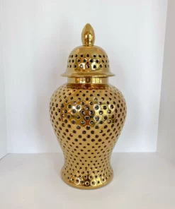 Inspire Me! Home Decor Gold Pierced Ginger Jar
