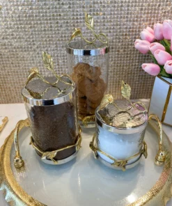 Inspire Me! Home Decor Hammered Glass Canister W/ Gold Leaf Lid (3 Sizes)