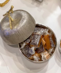 Inspire Me! Home Decor Silver And Gold Apple Shaped Snack Jar (2 Sizes)