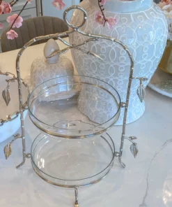 Inspire Me! Home Decor Two-Tiered Silver Leaf Serving Display