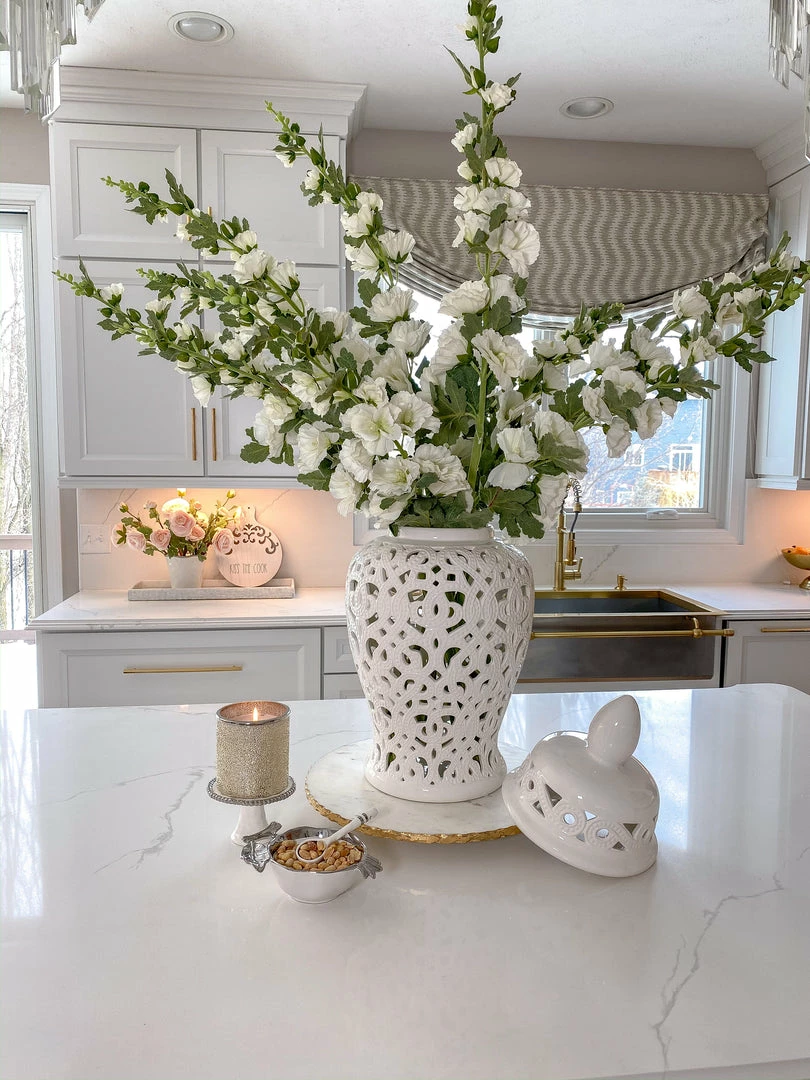 Inspire Me! Home Decor Floral Stems Hollyhock Stem (3 Colors) 3 Inspire Me! Home Decor Floral Stems Hollyhock Stem (3 Colors)