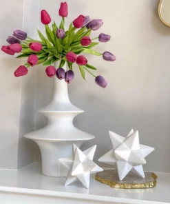 Inspire Me! Home Decor White 12 Point Star Sculptures (2 Sizes)