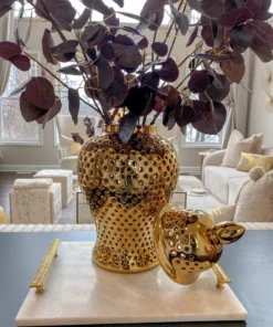 Inspire Me! Home Decor Gold Pierced Ginger Jar