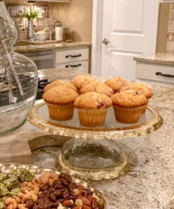 Inspire Me! Home Decor Gold Bordered Glass Cake Stand