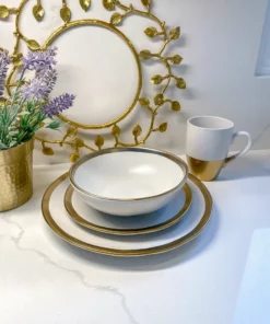 Inspire Me! Home Decor Gold And White 4 Piece Place Setting 10 Inspire Me! Home Decor Gold And White 4 Piece Place Setting