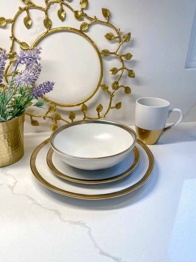 Inspire Me! Home Decor Gold And White 4 Piece Place Setting 6 Inspire Me! Home Decor Gold And White 4 Piece Place Setting