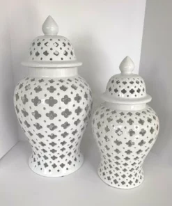 Inspire Me! Home Decor White Ceramic Pierced Ginger Jar (2 Sizes)
