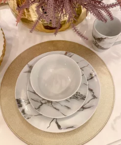 Inspire Me! Home Decor KITCHEN Metallic Marbled 16 Piece Dinner Set