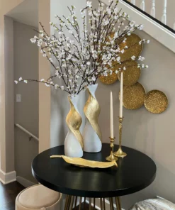 Inspire Me! Home Decor Gold And White Twisted Vase (2 Sizes) 20 Inspire Me! Home Decor Gold And White Twisted Vase (2 Sizes)