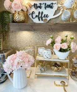 Inspire Me! Home Decor Two Tiered Marble Stand W/ Gold Frame