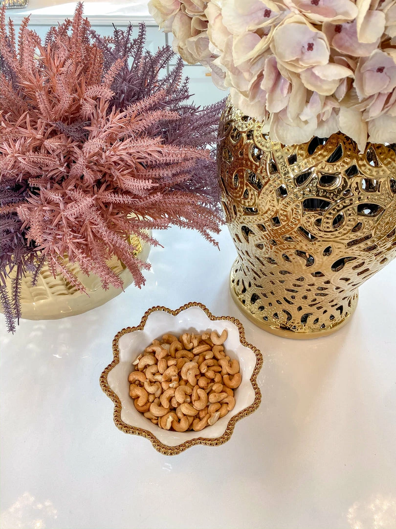 Inspire Me! Home Decor Gold And White Beaded Pedestal Bowl 7 Inspire Me! Home Decor Gold And White Beaded Pedestal Bowl