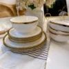 Inspire Me! Home Decor White And Gold Rimmed Porcelain Dinner Set ( 12 Piece Set )