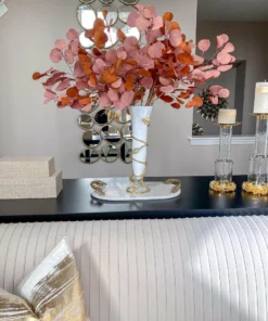 Inspire Me! Home Decor Floral Stems Beige Pink Flat Eucalyptus Stem