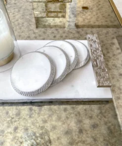 Inspire Me! Home Decor Silver Rope Edge Marble Coaster Set