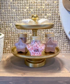 Inspire Me! Home Decor Mini Gold Two Tier Metal Cake Stand