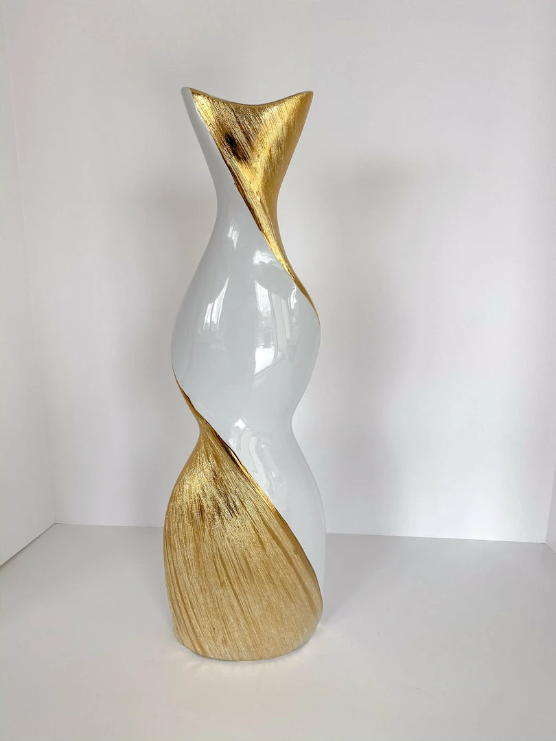 Inspire Me! Home Decor Gold And White Twisted Vase (2 Sizes) 13 Inspire Me! Home Decor Gold And White Twisted Vase (2 Sizes)