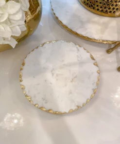Inspire Me! Home Decor Marble Trivet With Textured Gold Edge