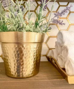 Inspire Me! Home Decor Gold Metal Hammered Pot