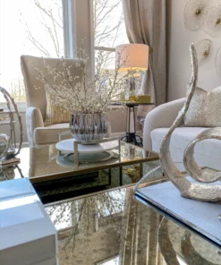 Inspire Me! Home Decor Silver Modern Handle Round Marble Tray