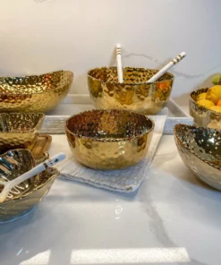 Inspire Me! Home Decor Hammered Porcelain Gold Bowl (2 Sizes) 17 Inspire Me! Home Decor Hammered Porcelain Gold Bowl (2 Sizes)