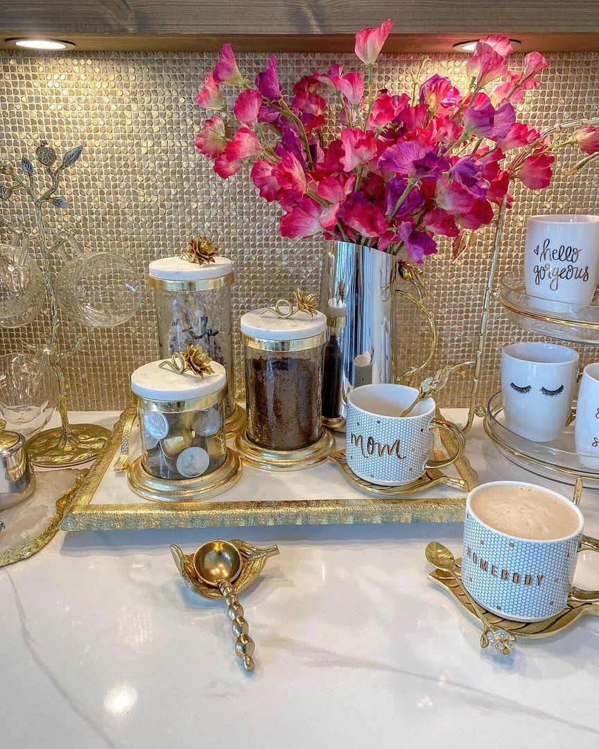 Inspire Me! Home Decor Gold Or Silver Canisters With Floral Lotus Lid (2 Colors) 8 Inspire Me! Home Decor Gold Or Silver Canisters With Floral Lotus Lid (2 Colors)