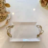 Inspire Me! Home Decor White Ceramic Tray With Gold Leaf Handles