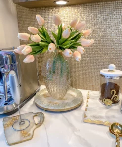 Inspire Me! Home Decor Studded Amber Glass Vase Wtih Gold Rim