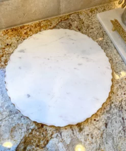 Inspire Me! Home Decor Round Marble Tray With Gold Edge