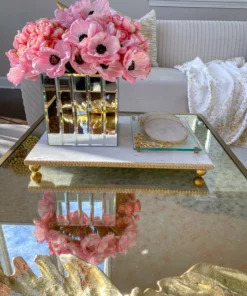 Inspire Me! Home Decor White Marble Tray W/ Gold Textured Edge (2 Size) 15 Inspire Me! Home Decor White Marble Tray W/ Gold Textured Edge (2 Size)