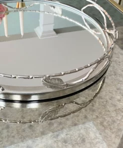 Inspire Me! Home Decor Silver Mirrored Leaf Tray