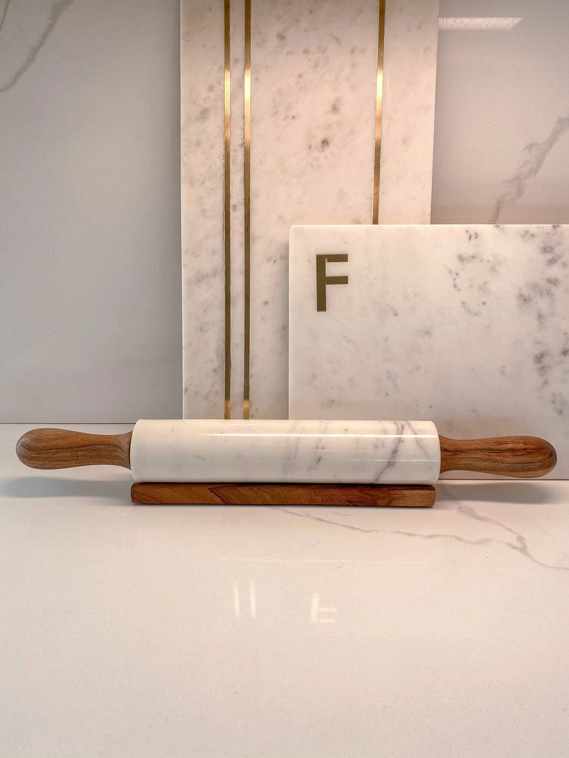 Inspire Me! Home Decor Marble & Acacia Wood Rolling Pin With Rest KITCHEN 3 Inspire Me! Home Decor Marble & Acacia Wood Rolling Pin With Rest KITCHEN