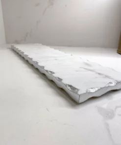 Inspire Me! Home Decor Marble Metallic Edged Rectangle Tray (2 Colors)