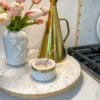 Inspire Me! Home Decor Marble Spice Bowl W/ Gold Rim And Gold Spoon