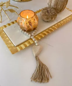 Inspire Me! Home Decor Wooden Beaded Tassel With Heart Pendant