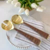 Inspire Me! Home Decor Gold Servers W/ Rattan Handle