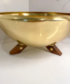 Inspire Me! Home Decor Gold Bowl With Wooden Legs