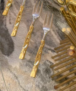 Inspire Me! Home Decor Crumpled Gold Handle Dessert Forks (Set Of 4)
