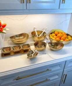 Inspire Me! Home Decor X-Large Textured Gold Shallow Bowl