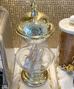 Inspire Me! Home Decor Gold Hammered Lid Apothecary Jar