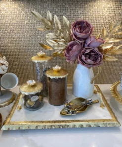 Inspire Me! Home Decor Glass Canister With Metal Floral Lid (3 Sizes) (2 Colors)