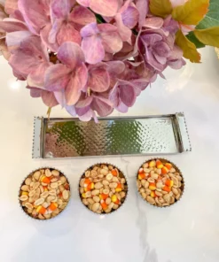 Inspire Me! Home Decor Beaded Silver Triple Bowl Snack Dish With Tray