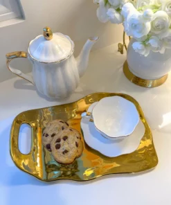 Inspire Me! Home Decor Set Of 2 White & Gold Tea Set